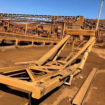 Construction site setup vulnerable to structural failure.