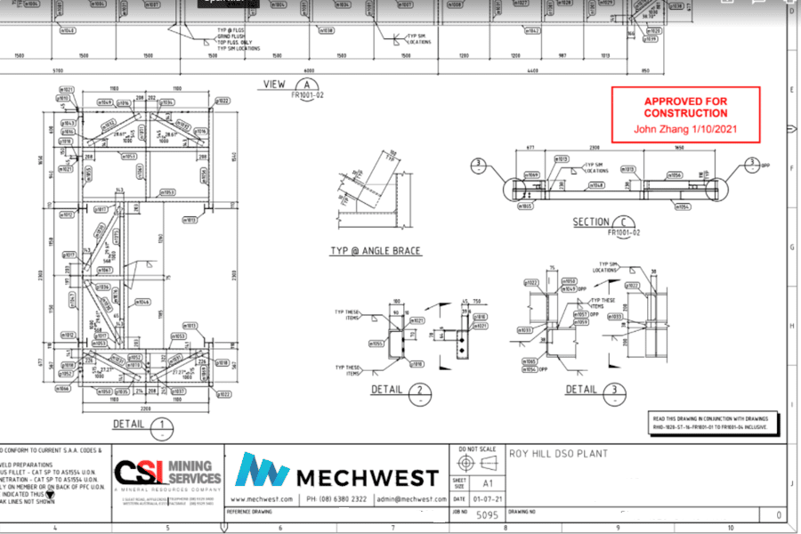 Close-up view of a certificate granted following a 3rd party structural certification process carried out by Yenem's structural engineering team for mine sites in WA