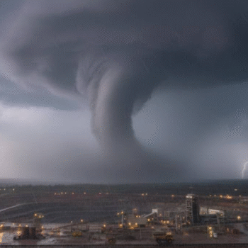 Storm clouds and lightning over a mine site, illustrating hidden structural risks before cyclone season.
