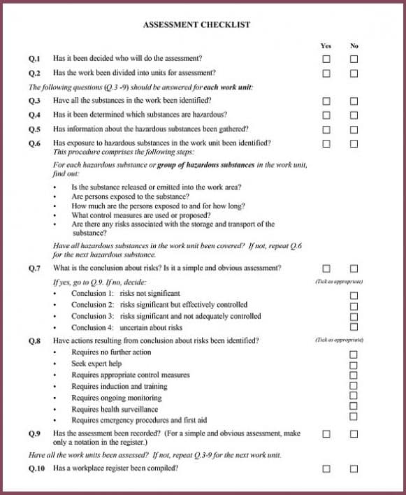 Assessment Checklist